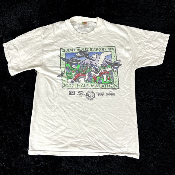 vintage y2k 2002 half marathon white T shirt size XL - Picture 1 of 4